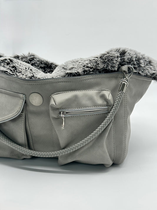 Hundetasche Weekender platingrey-iceblue, salt & pepper Inlay