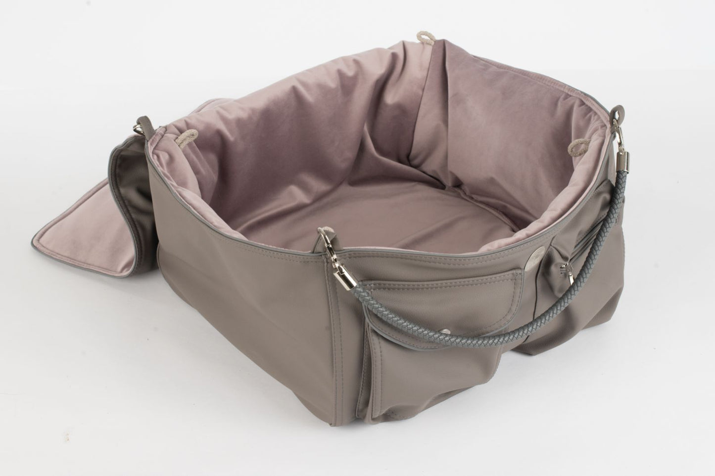 Hundetasche Weekender grey-darkrose, silver Inlay