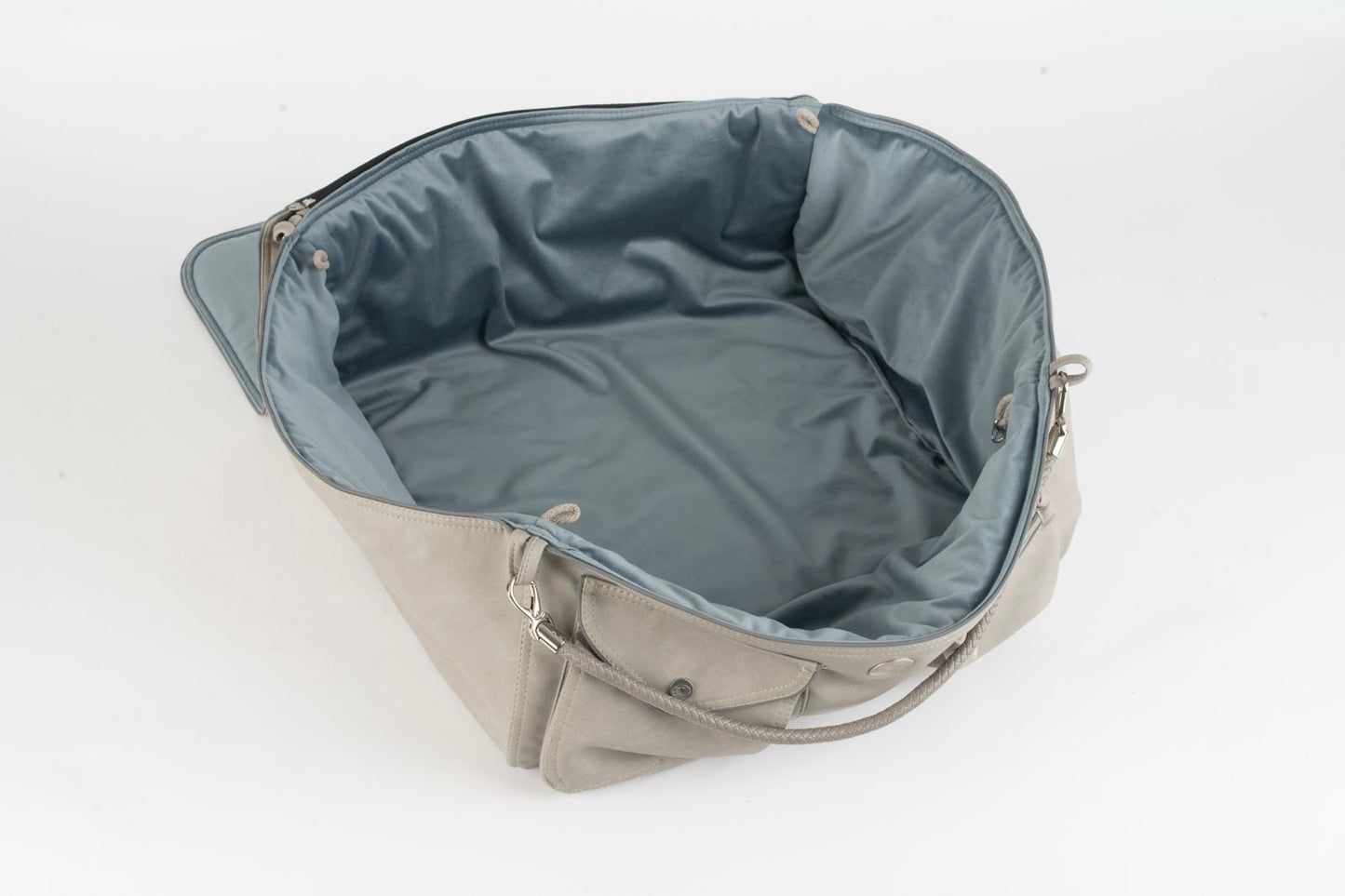 Hundetasche Weekender grey-iceblue, silver Inlay