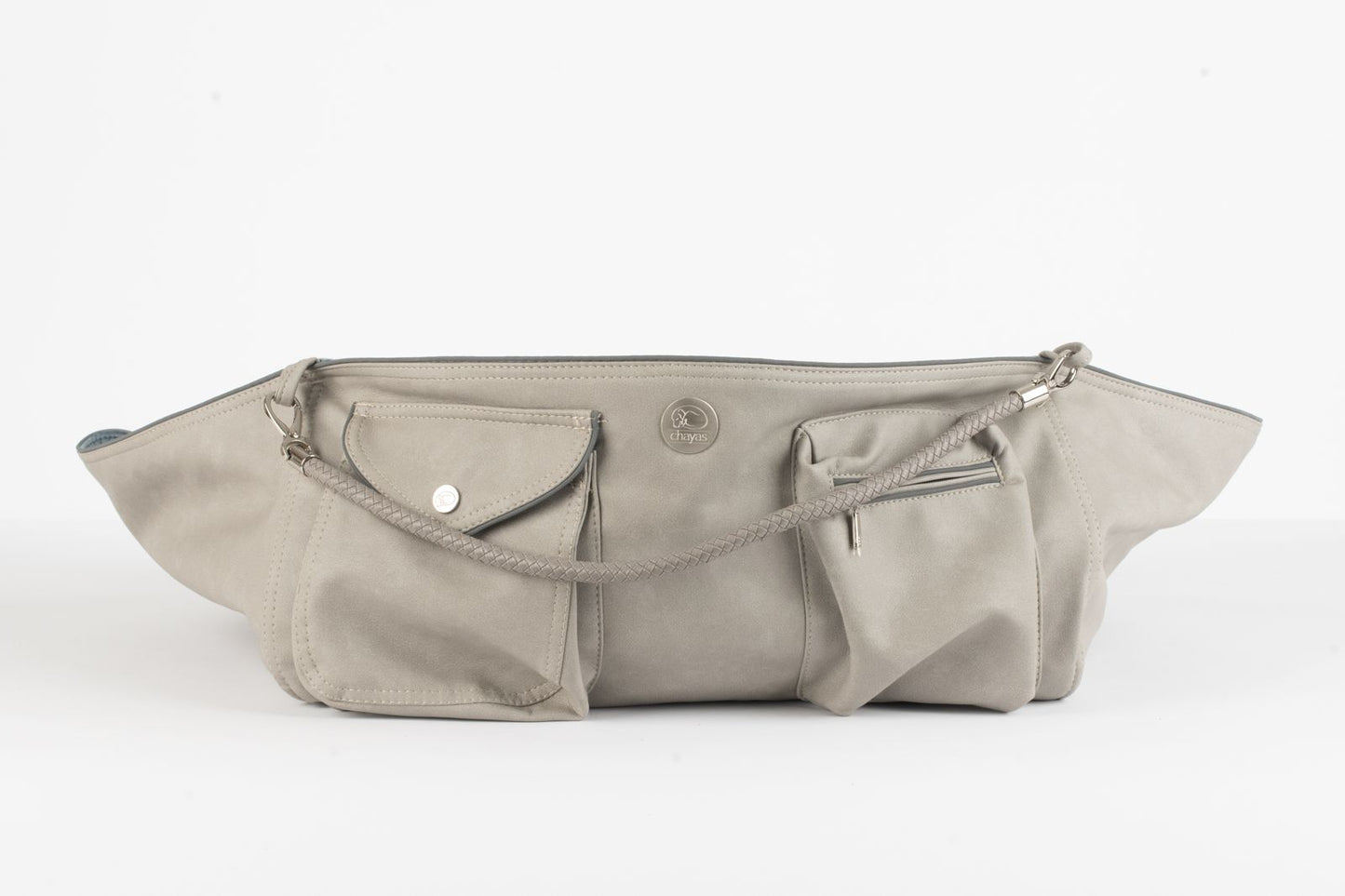 Hundetasche Weekender grey-iceblue, silver Inlay