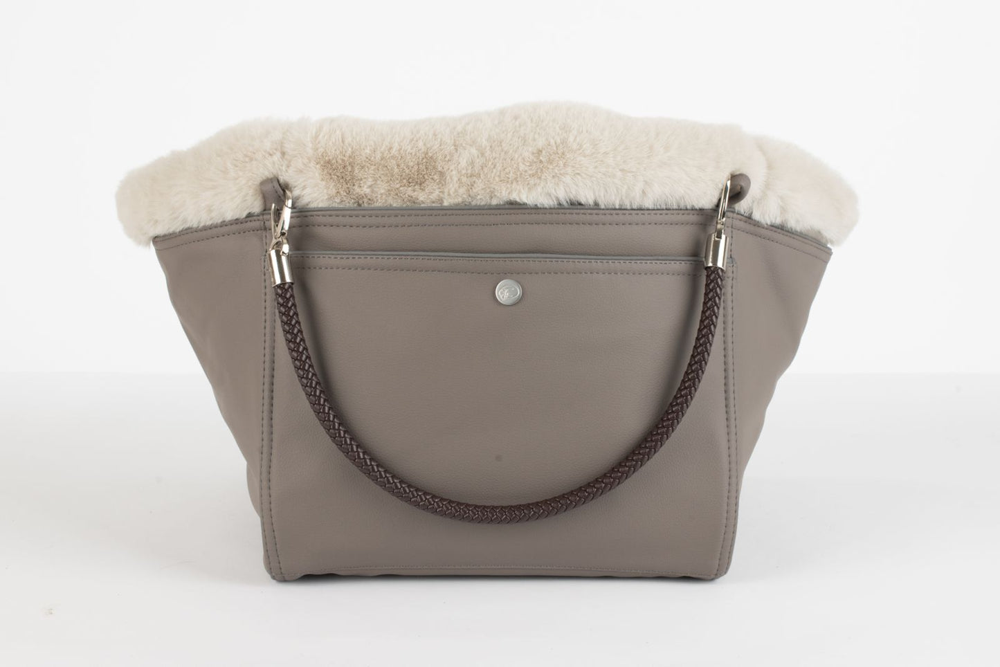 Hundetasche Weekender taupe-darkrose, silver Inlay