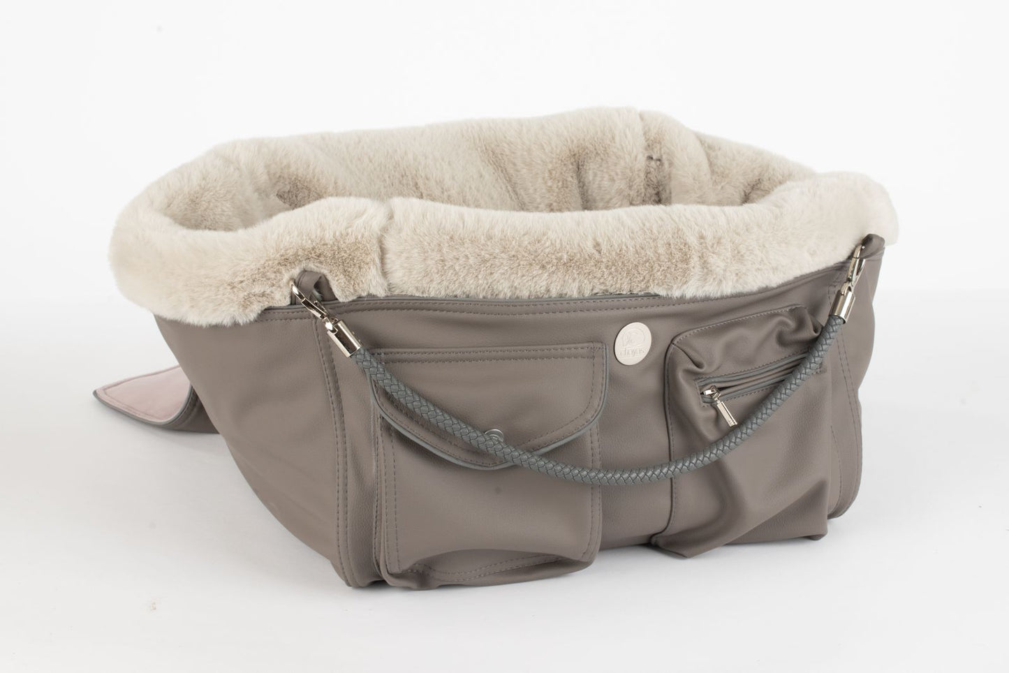 Hundetasche Weekender taupe-darkrose, silver Inlay