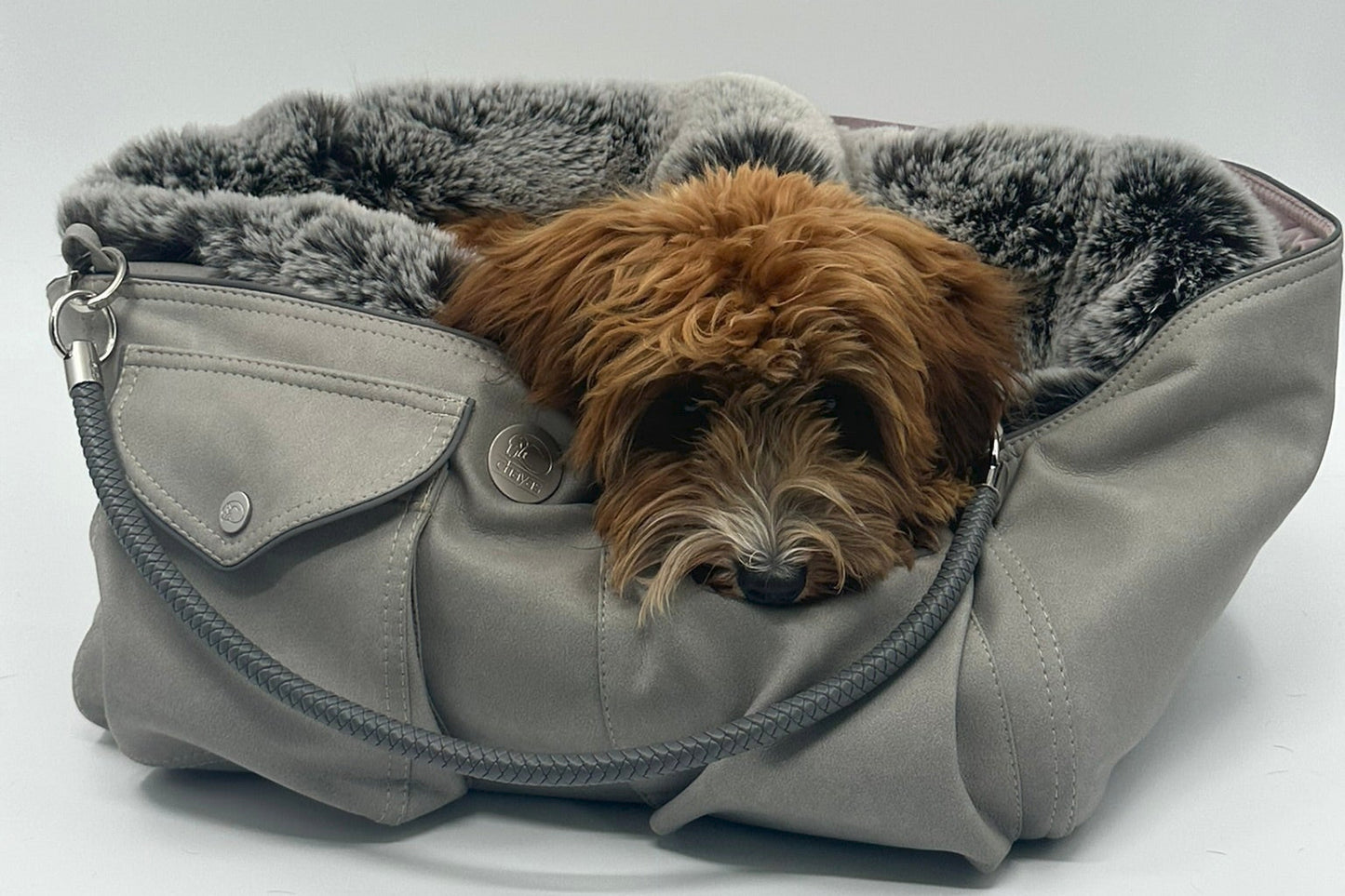 Hundetasche Weekender platingrey-dustyrose, salt & pepper Inlay