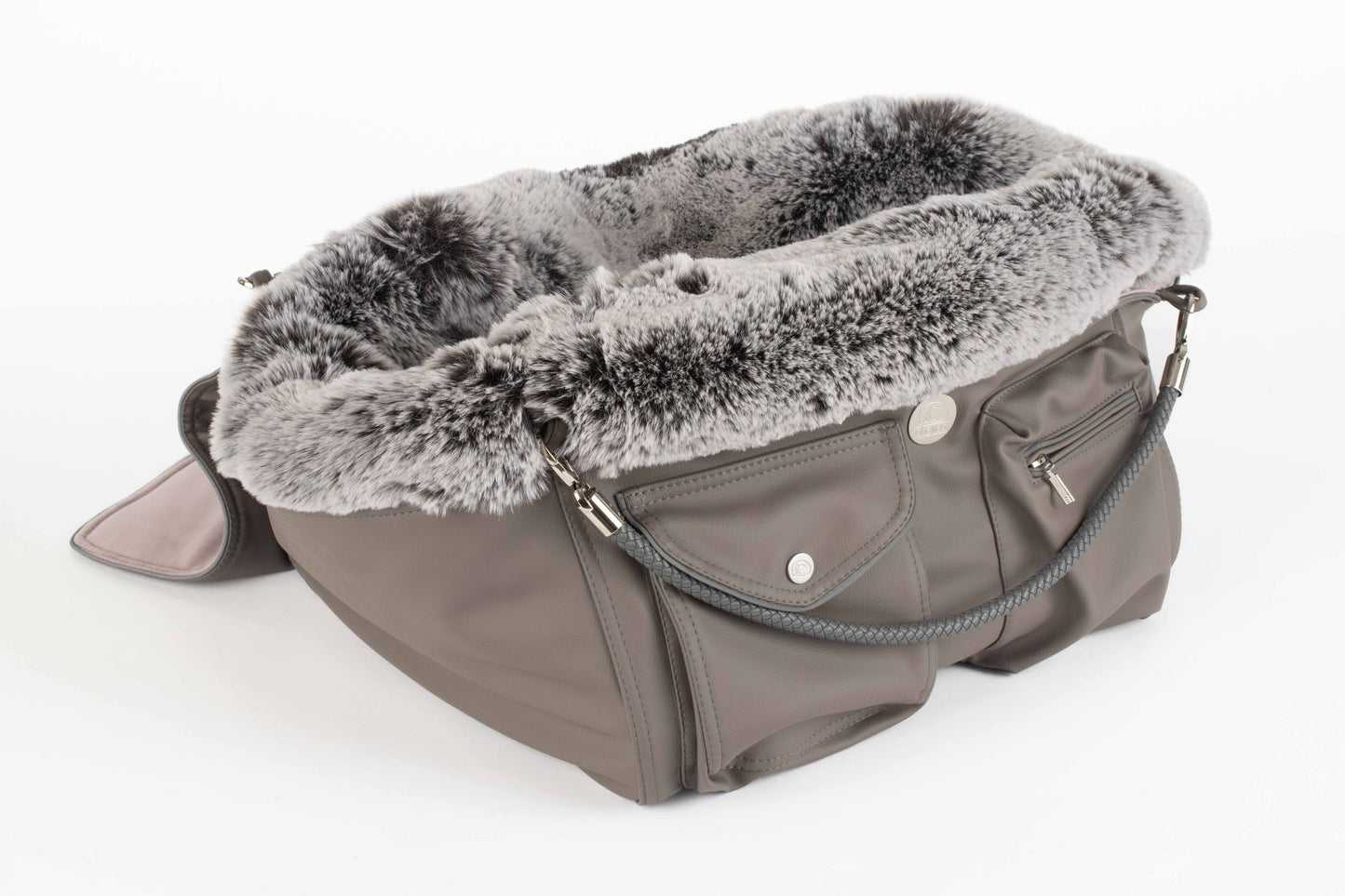 Hundetasche Weekender taupe-wildberry, salt & pepper Inlay