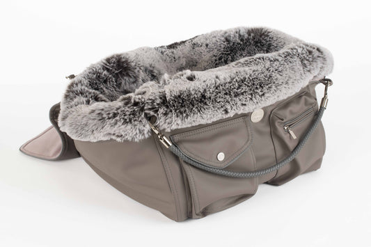 Hundetasche Weekender taupe-iceblue, salt & pepper Inlay