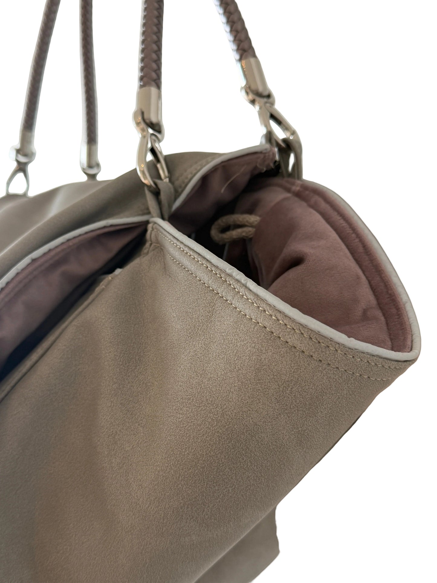Hundetasche Weekender grey-darkrose, silver Inlay