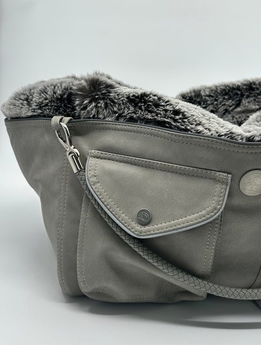 Hundetasche Weekender platingrey-iceblue, salt & pepper Inlay