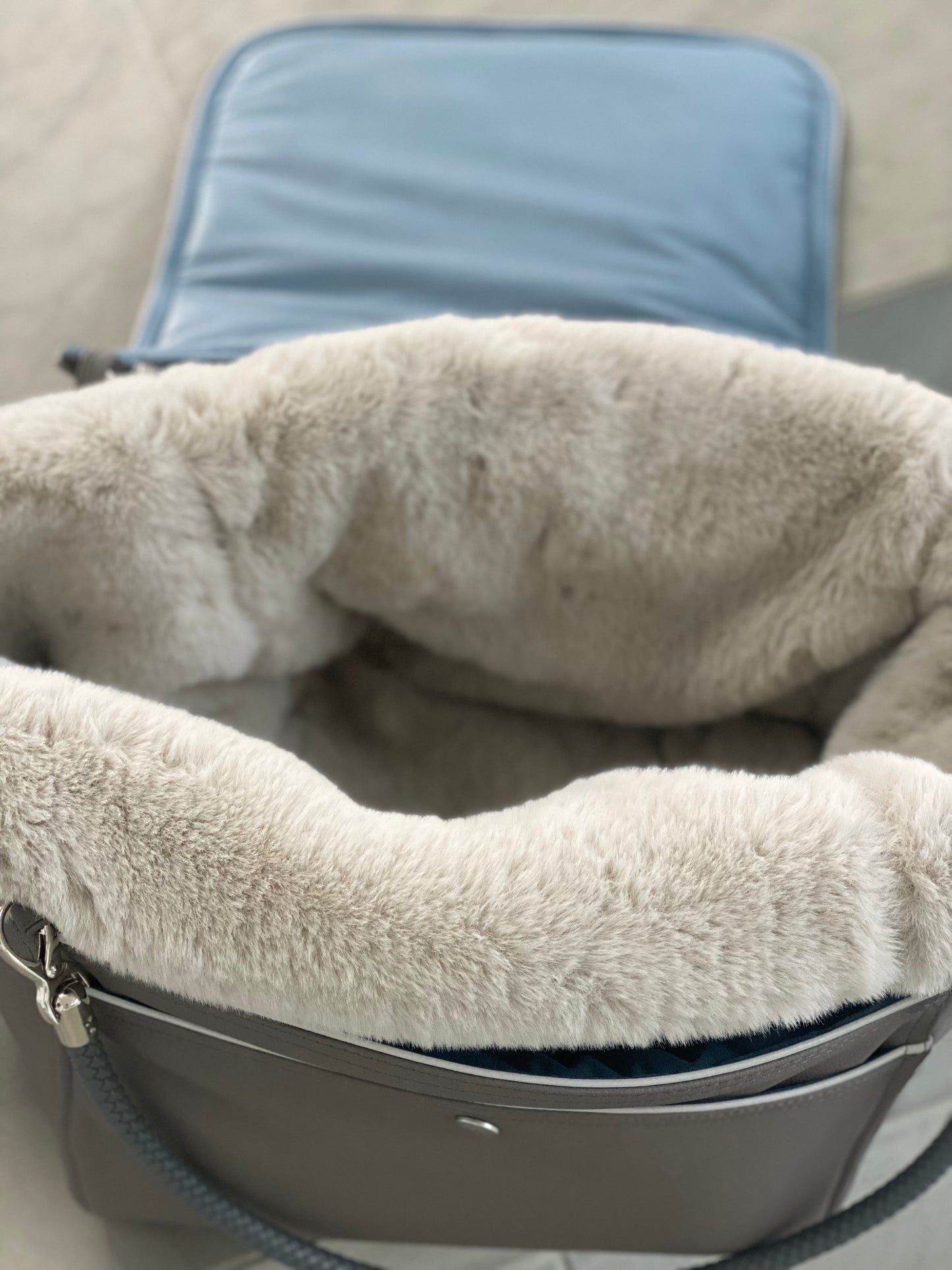 Hundetasche Weekender taupe-iceblue, silverstone Inlay