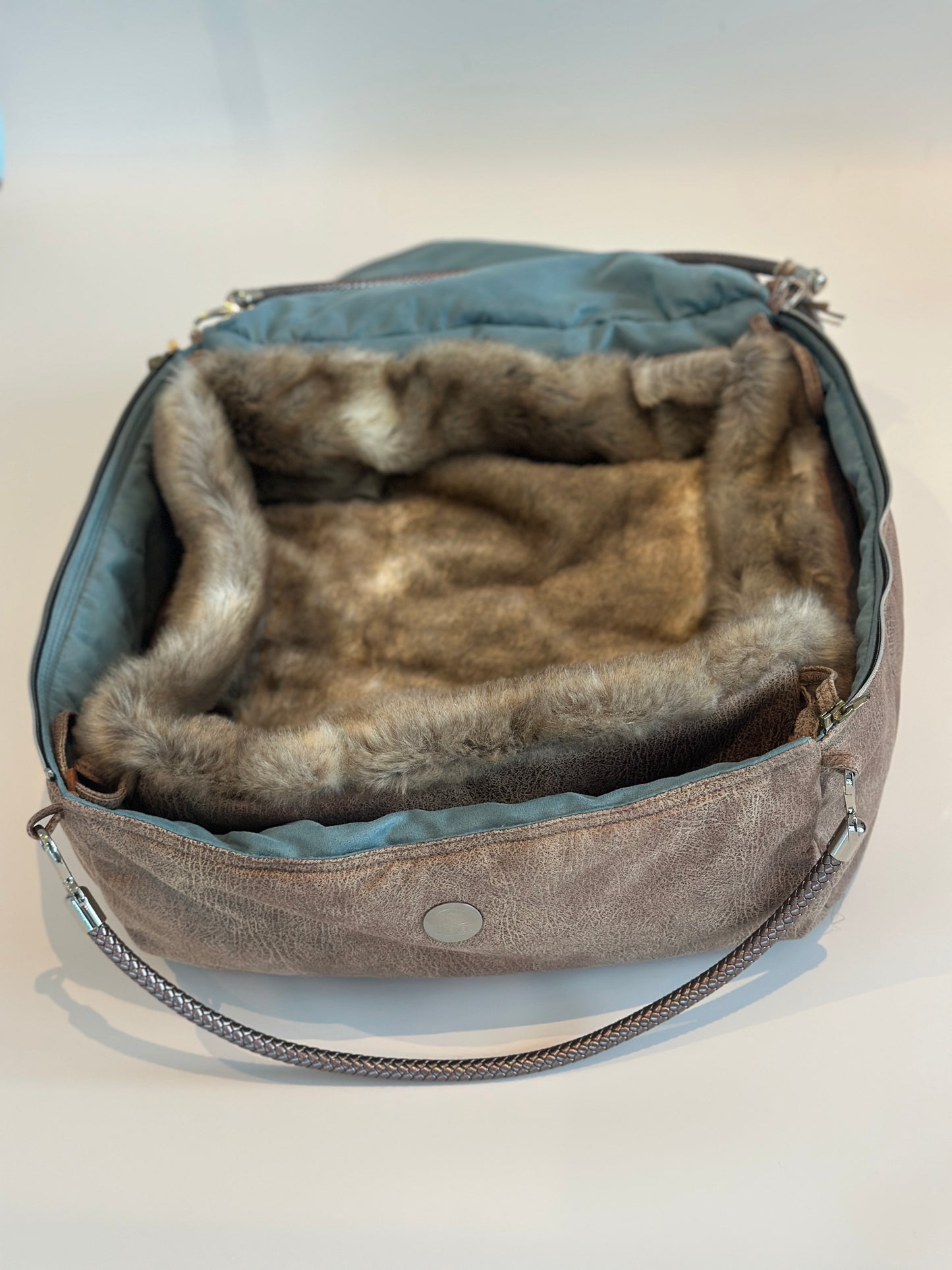 Weekender, taupe with cross body strap, size M