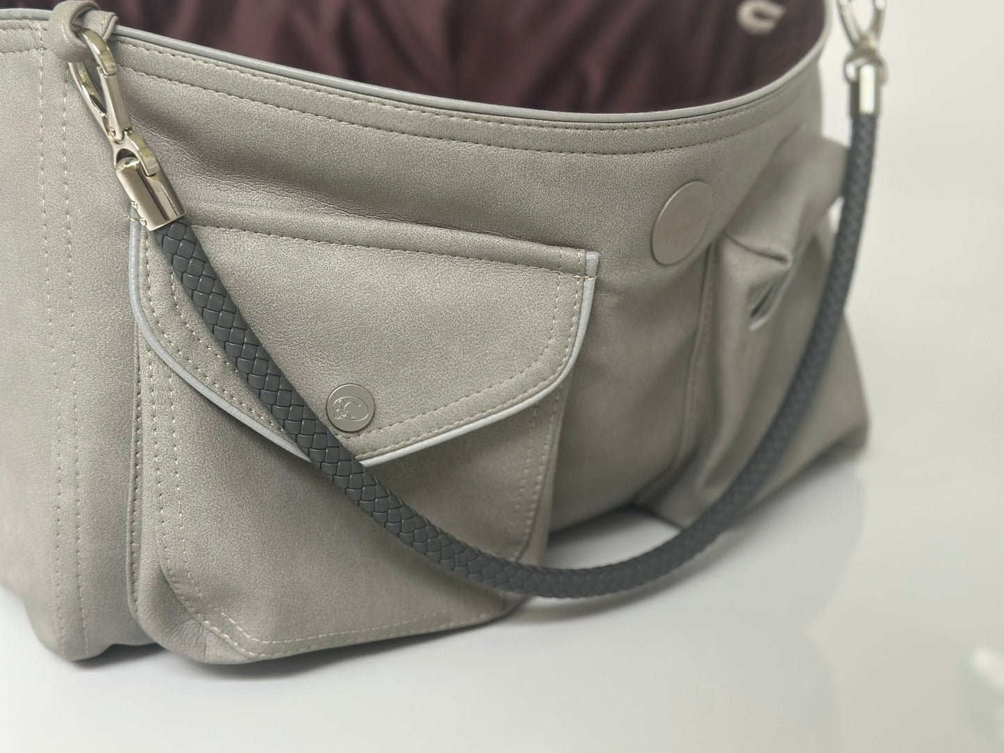 Hundetasche Weekender platingrey-wildberry, salt & pepper Inlay