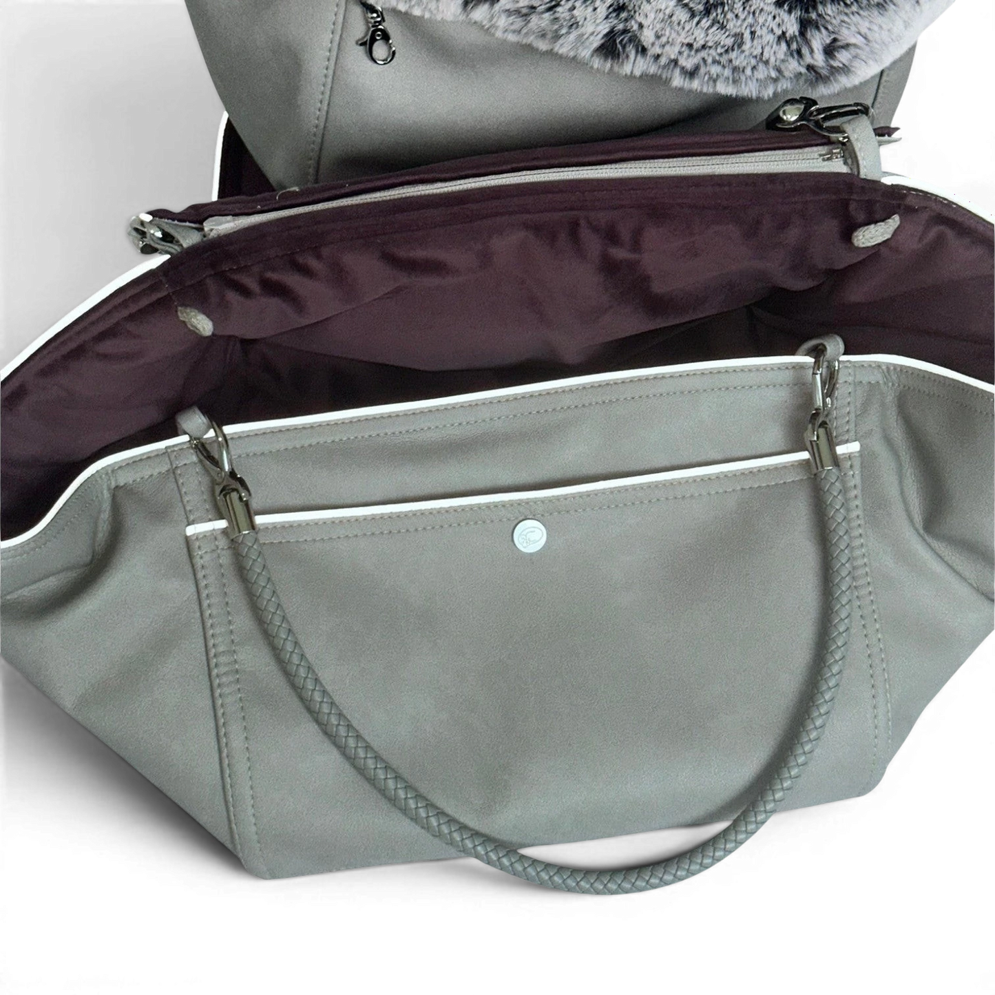Hundetasche Weekender platingrey-wildberry, salt & pepper Inlay