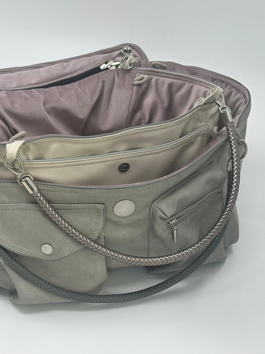 Hundetasche Weekender platingrey-dustyrose, salt & pepper Inlay