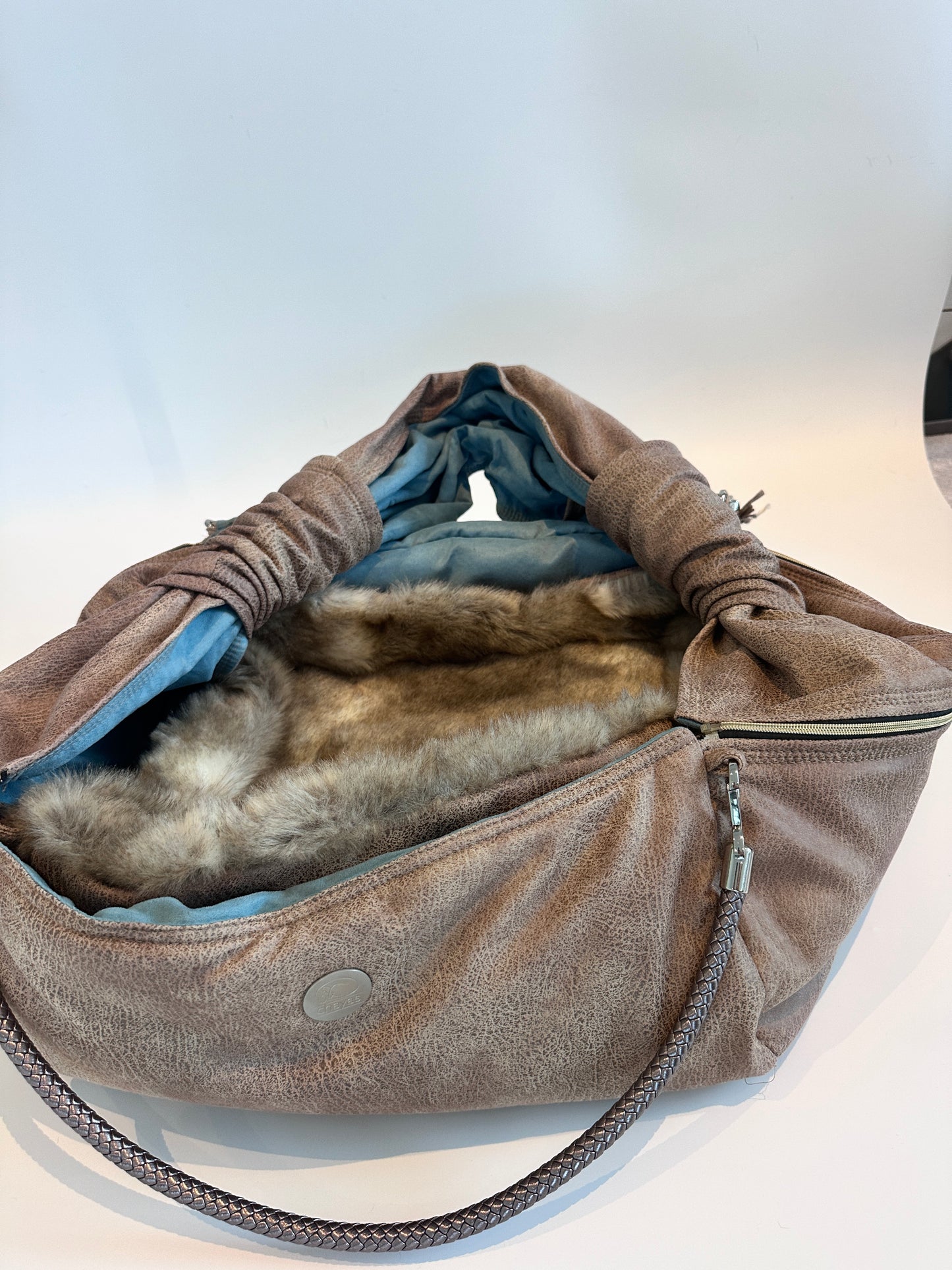 Weekender, taupe with cross body strap, size M