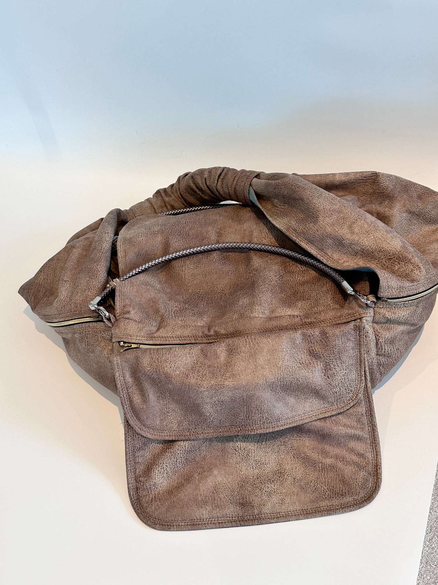 Weekender, taupe with cross body strap, size M