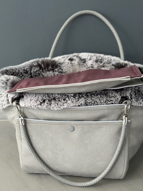 Hundetasche Weekender platingrey-wildberry, salt & pepper Inlay