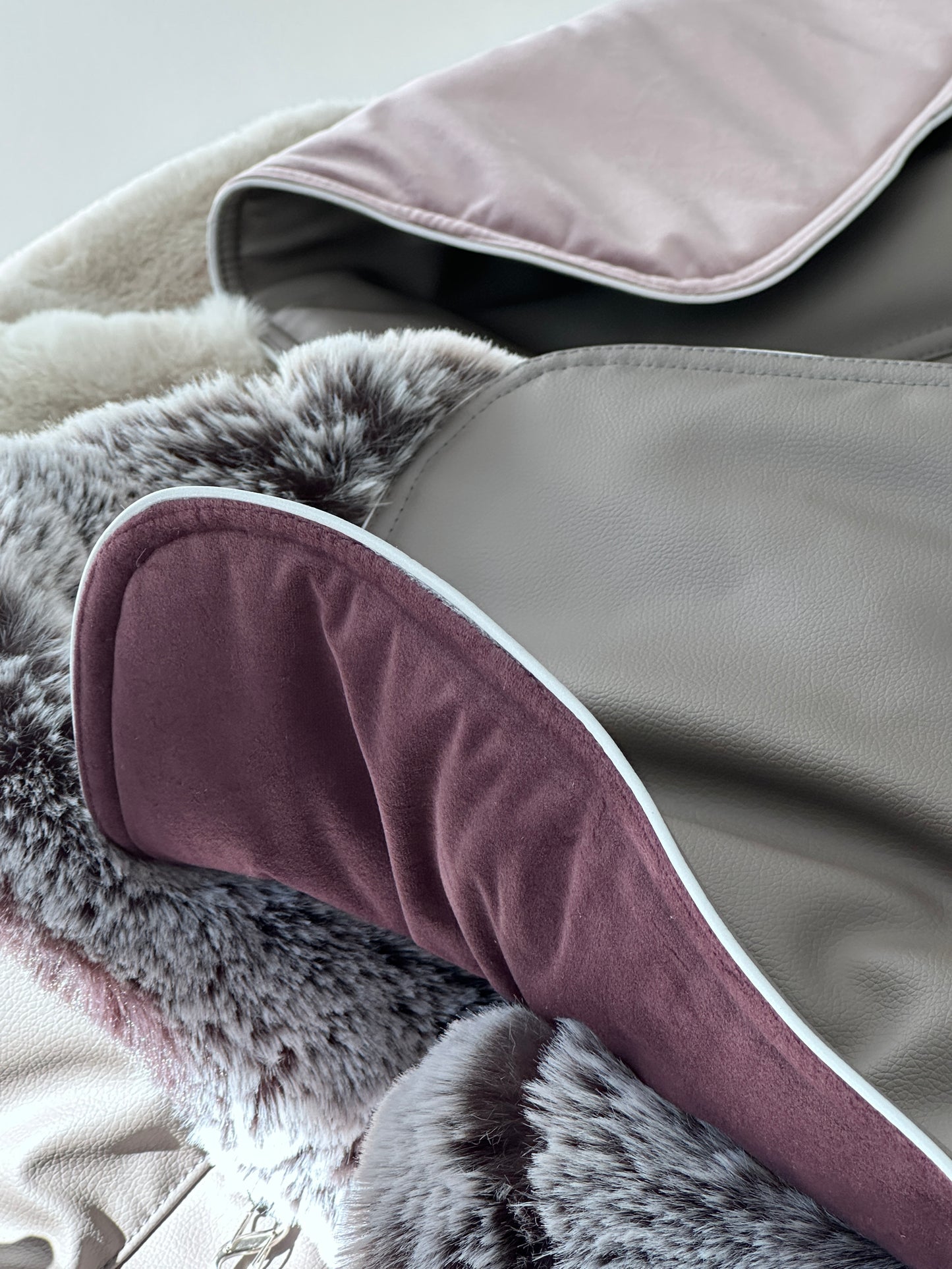 Hundetasche Weekender taupe-wildberry, salt & pepper Inlay