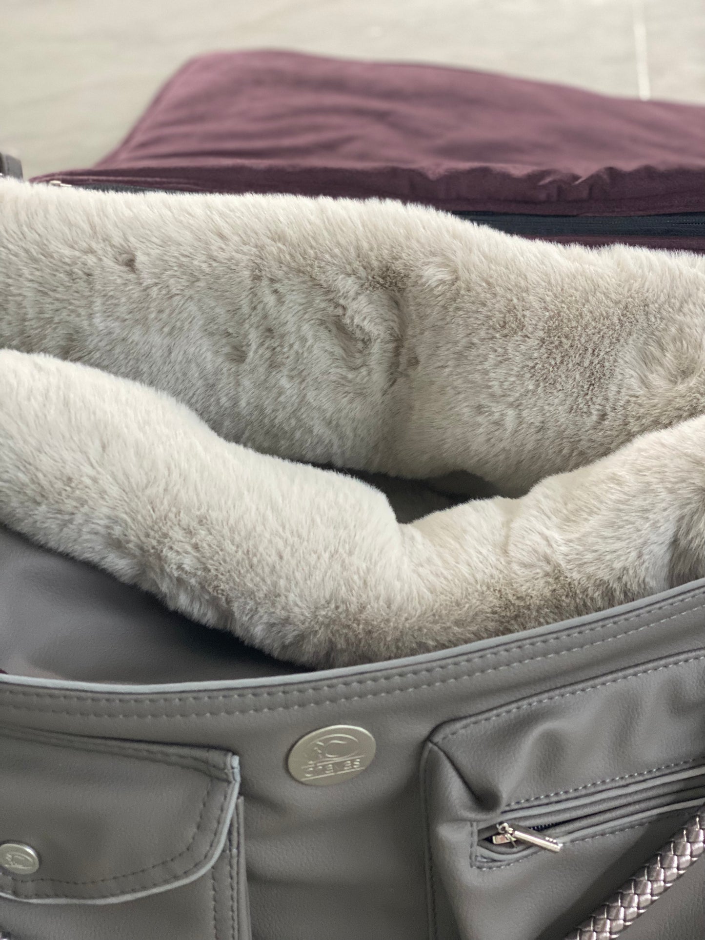 Hundetasche Weekender taupe-wildberry, silverstone Inlay